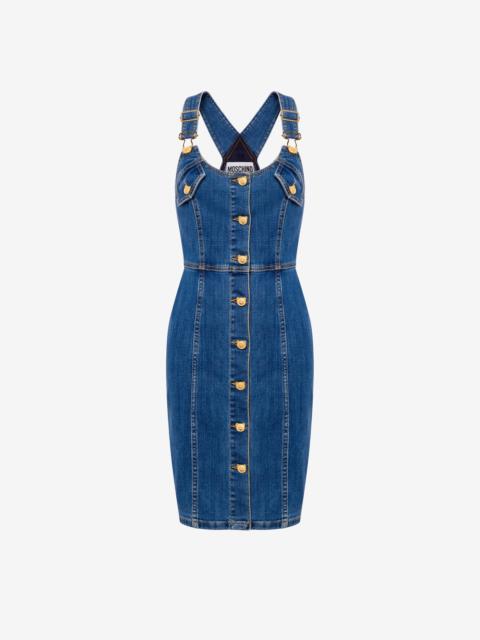 TEDDY BUTTONS DENIM DUNGAREES DRESS