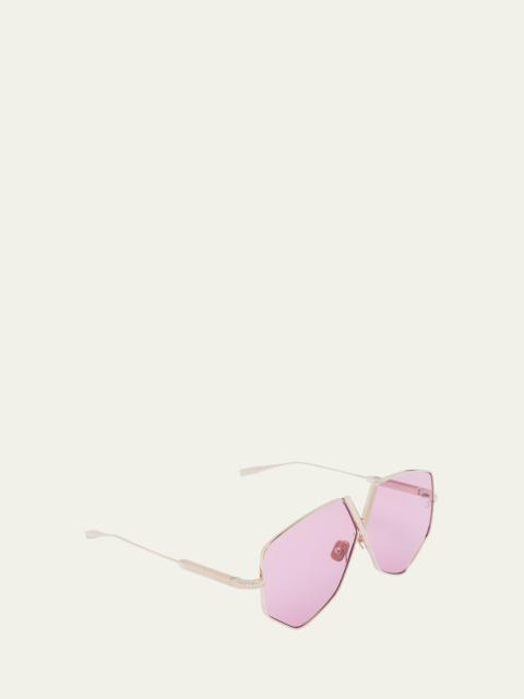 V-Hexagon Metal Alloy Aviator Sunglasses