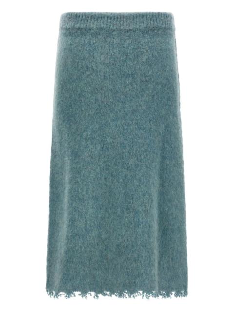 elastic-waistband knitted midi skirt