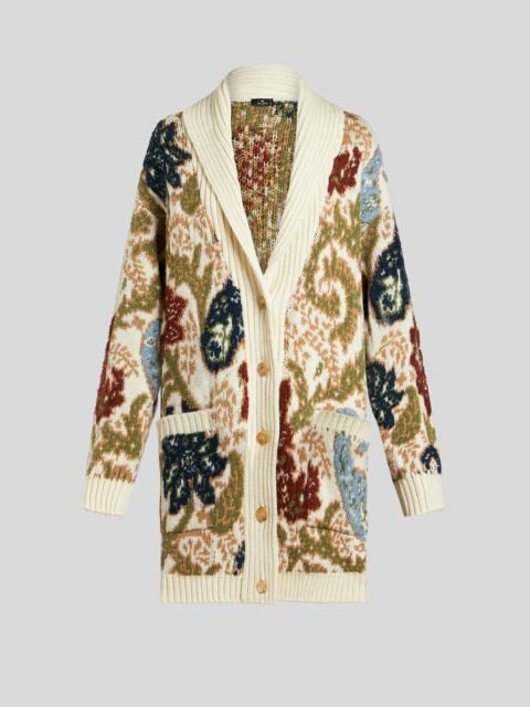KNIT JACQUARD MAXI CARDIGAN