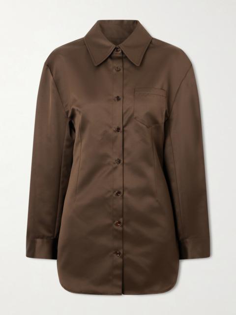 Akita Darted Satin Mini Shirt Dress