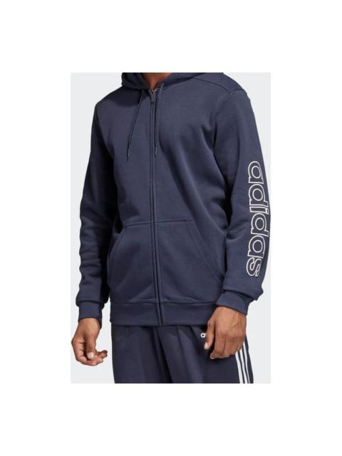 Men's adidas Sports Stylish Hooded Knit Jacket Blue DQ3117