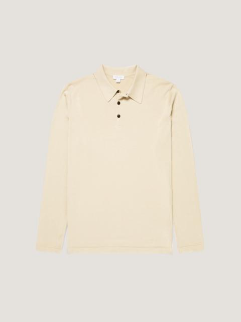 Long Sleeve Sea Island Cotton Knit Polo Shirt