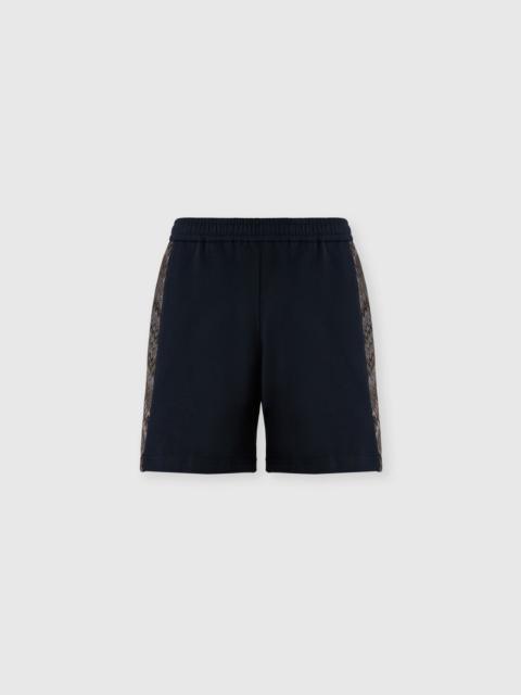 Cotton fleece shorts with zigzag insert
