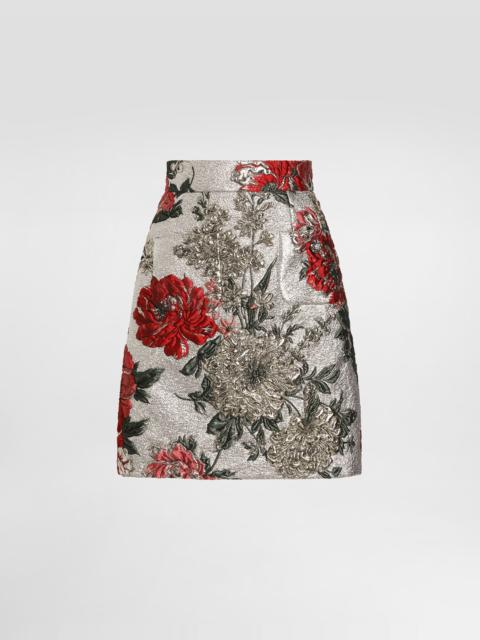 Floral jacquard mini skirt