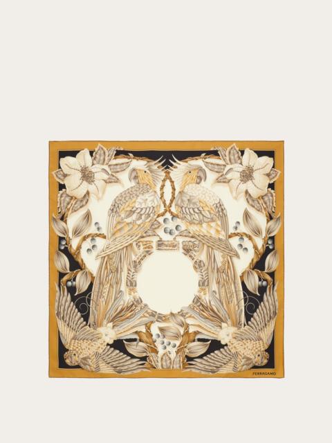 Parrots print silk foulard