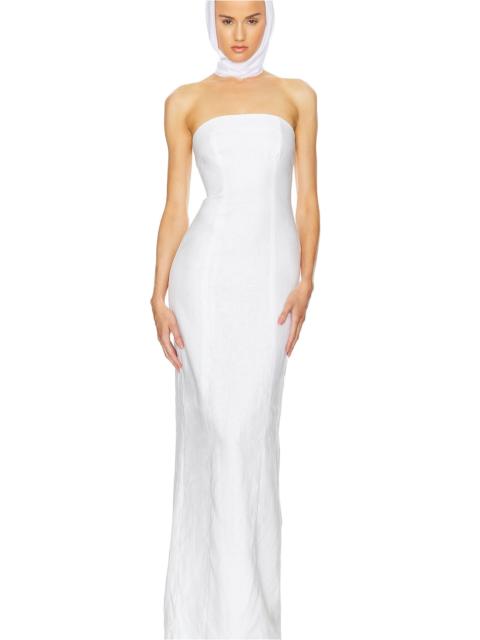 Linen Strapless Maxi Dress