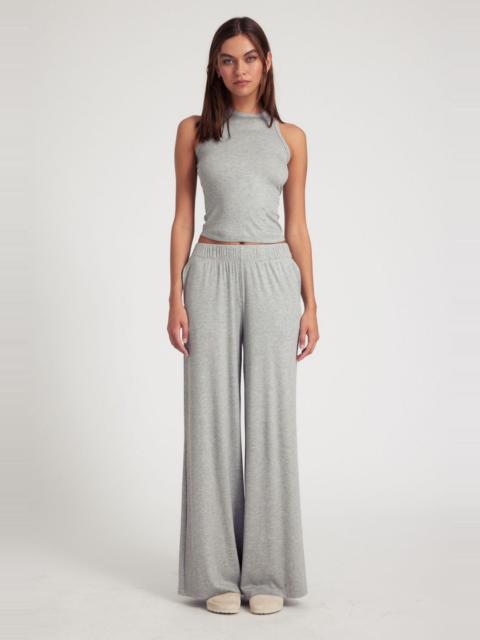 HEATHER GREY RIB WIDE LEG PANTS