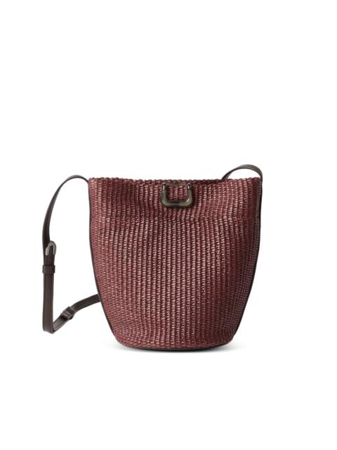 sartorial small bucket bag in techno raffia