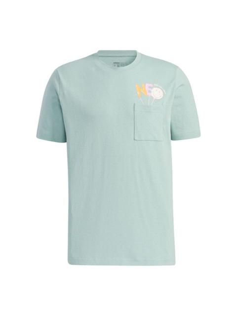 adidas neo M Smly Tee 2 Casual Breathable Sports Smiling Face Short Sleeve Green GP5783