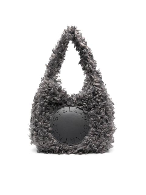 small logo-patch faux-shearling tote bag