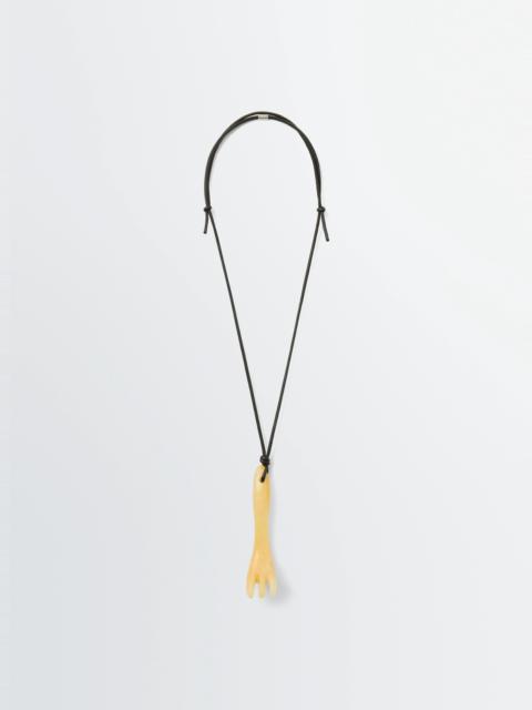 GUA SHA FORK NECKLACE IN ARAGONITE AND LEATHER