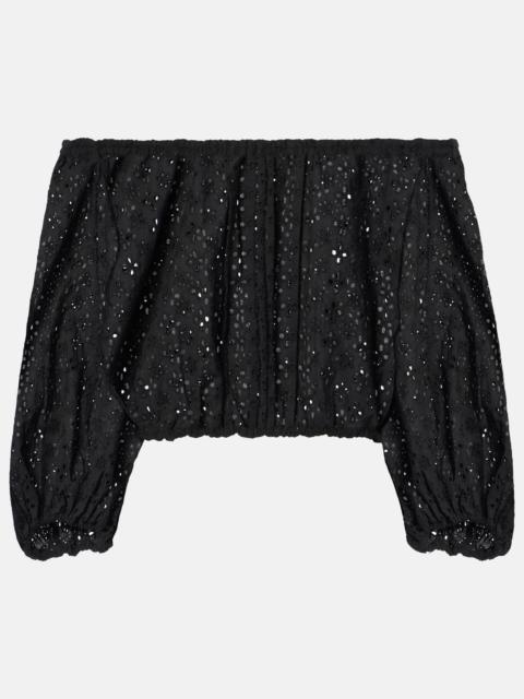 Off-shoulder cotton crop top