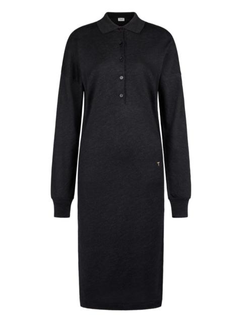 polo-neck buttoned midi dress