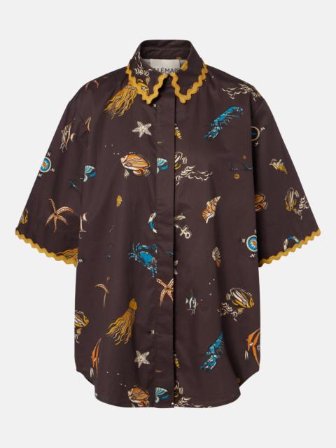 Printed cotton bowling shirt