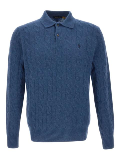 cable-knit polo sweater