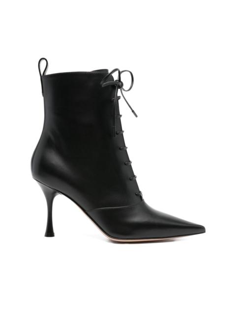 85mm lace-up pointed-toe boots