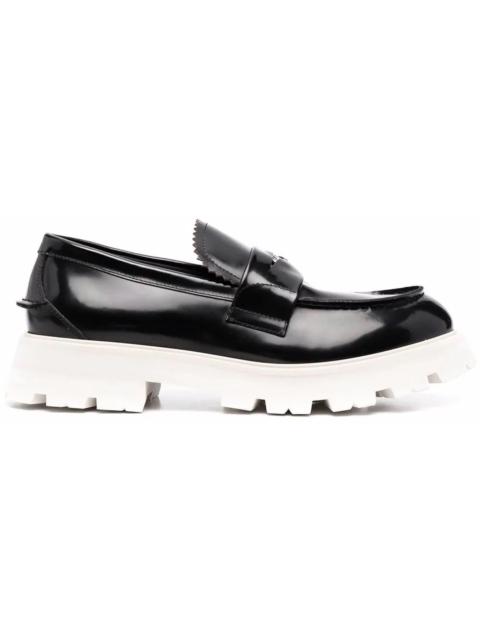 Alexander McQueen Contrast Sole Leather Penny Loafers Black White
