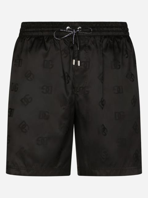 Mid-length swim trunks with jacquard DG Monogram