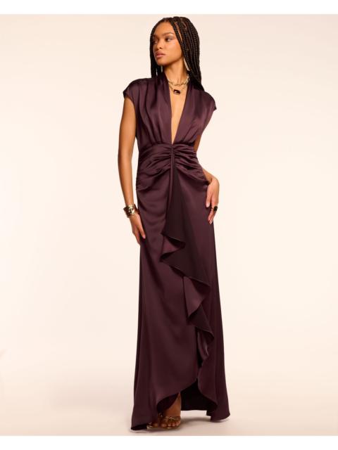 Catrin Plunging Draped Gown