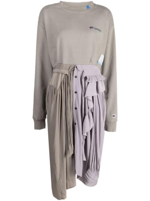 logo-embroidered panelled midi dress