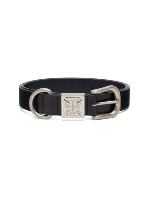 Black Biker Logo Cross ID Belt