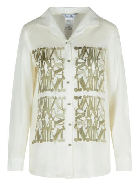 monogram-print silk shirt