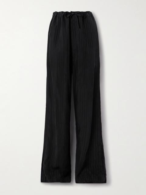 Striped Satin-jacquard Wide-leg Pants