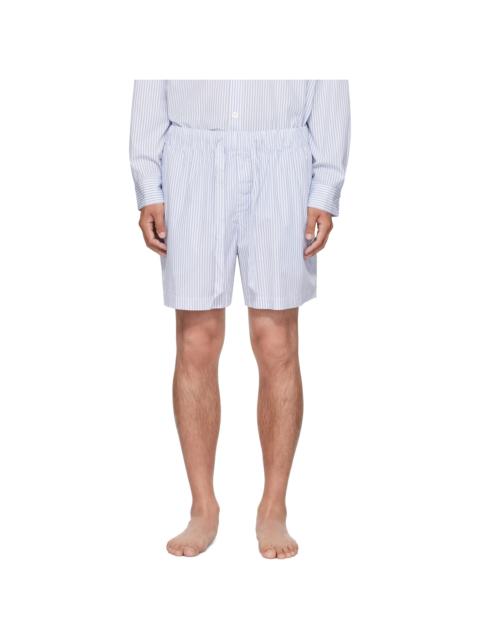 White & Blue Poplin Pyjama Shorts