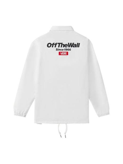 Vans Back Alphabet Logo Printing Jacket Couple Style White VN0A489UWHT