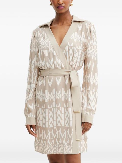 belted geometric-pattern mini dress