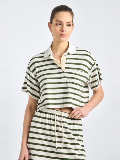 INDIRA STRIPED CROPPED RUGBY TOP