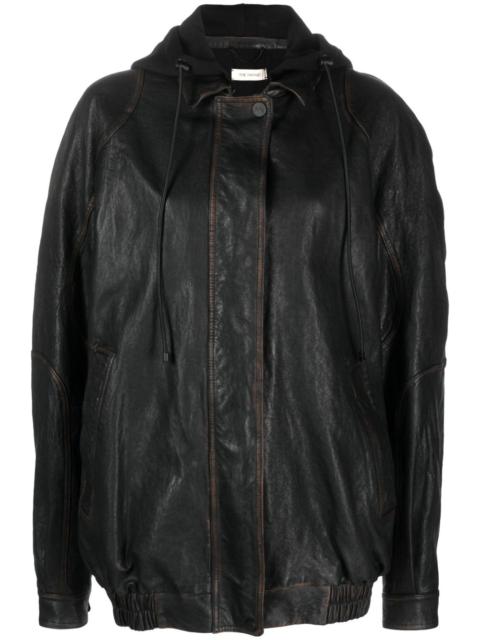 Batumi drawstring-hood leather jacket