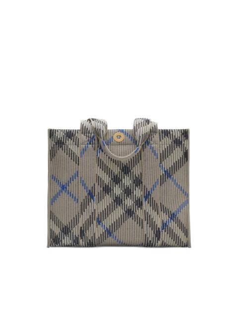 small Check knitted tote bag