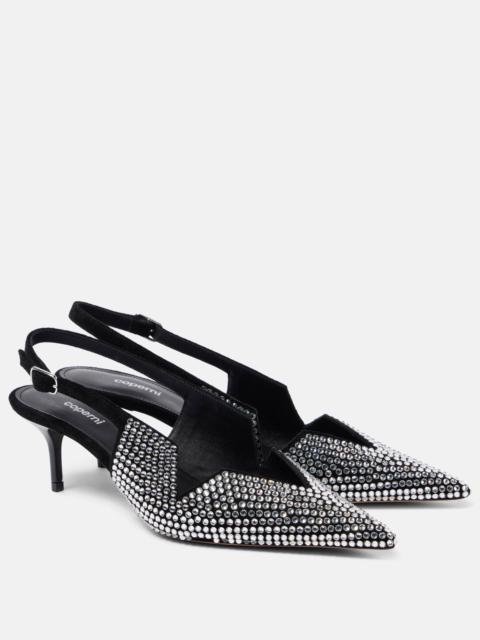 65 crystal-embellished leather pumps