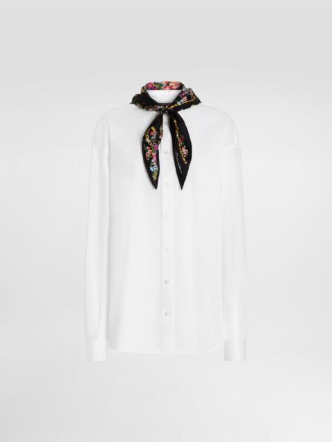 Poplin shirt with silk scarf