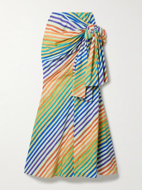 Crayon Knotted Striped Cotton-poplin Maxi Skirt