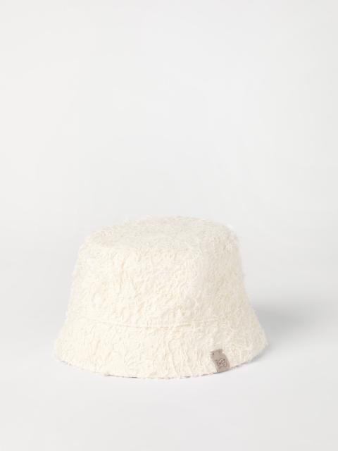 Fuzzy dyed denim bucket hat