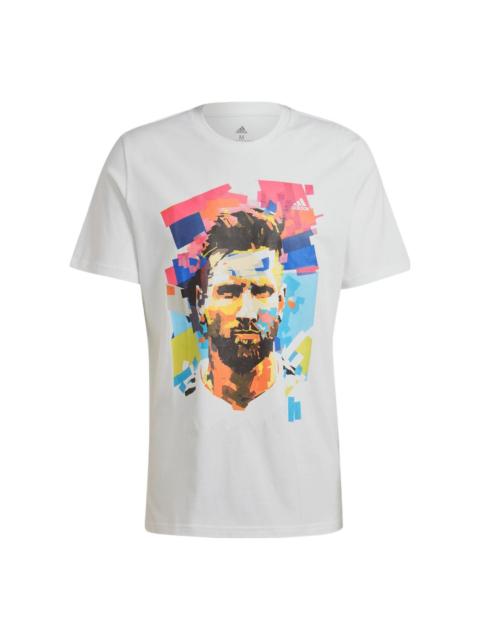 adidas M Messi G T Character Printing Alphabet Numeric Soccer/Football Sports Short Sleeve Black HA0