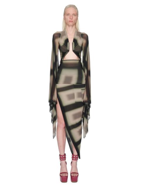 semi-sheer draped top