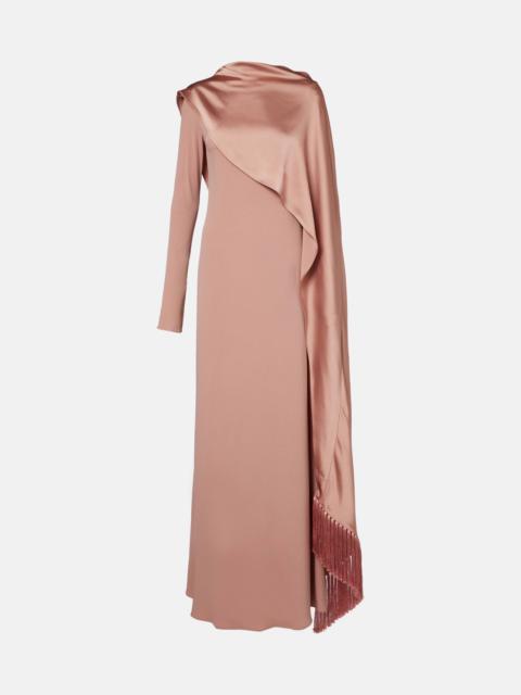 Mounia caped crêpe cady gown