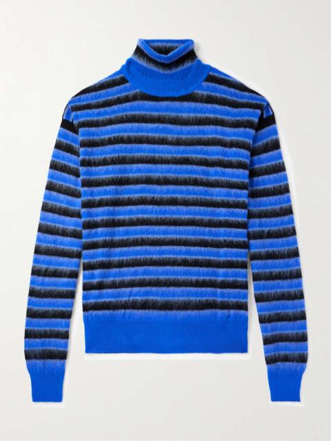 Striped Brushed-Wool Rollneck Sweater