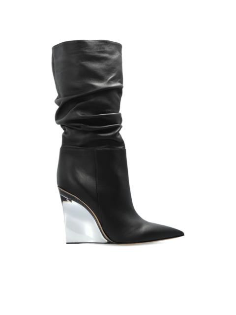 ruched pointed boots