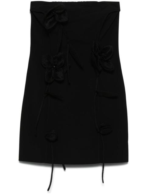 rose-appliqué tube mini dress