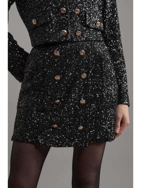 Tall Sequin Tailored Wrap Over Mini Skirt