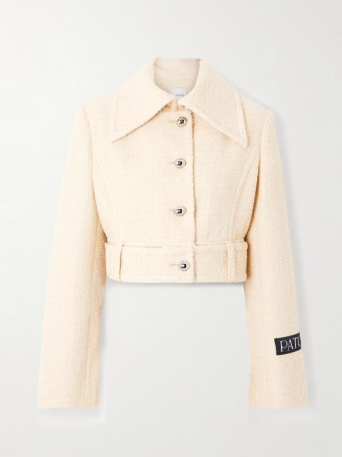 Belted Appliquéd Wool-blend Tweed Jacket