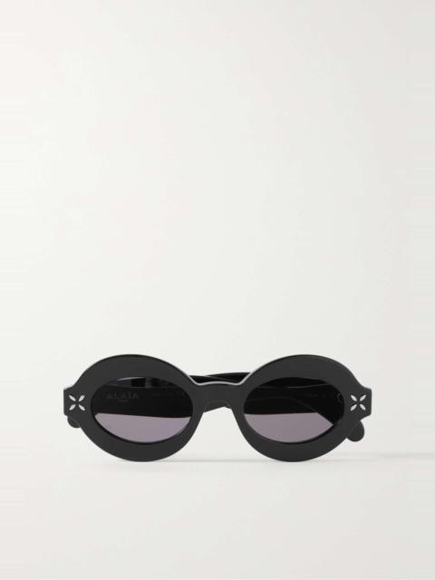 Oval-frame acetate sunglasses