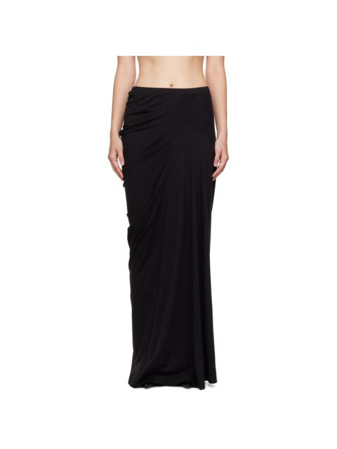 Black Draped Cotton Maxi Skirt