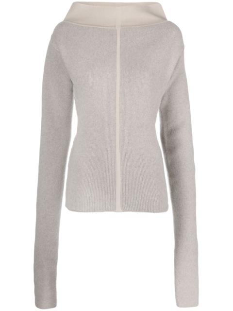 high-neck extra long-sleeves jumper