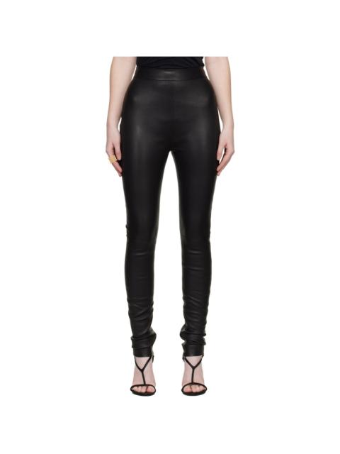 Black Zipped Lambskin Leggings